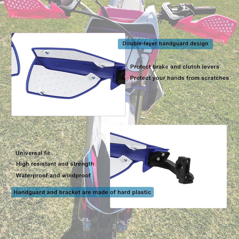 HAONEL Universal Dirt Bike Handguards 7/8" 22mm Plastic Motorcycle Handlebar Lever Hand Protector Accessories for Off-Road Motocross Enduro ATV Pit Bike(Blue and White) - Image 2